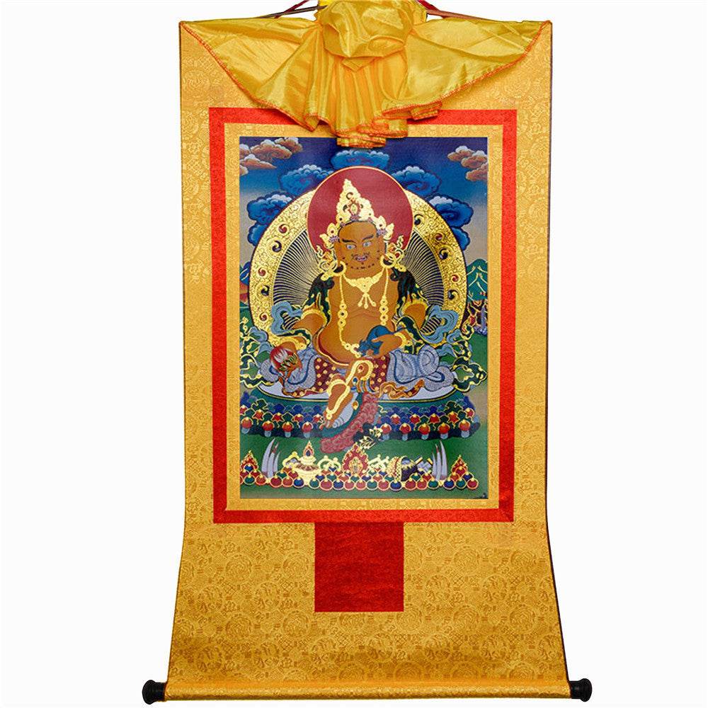 Yellow Jambhala,Dzambhala - Tibetan thangka painting, view 14