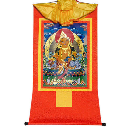 Vaisravana,Buddha of Wealth - Tibetan thangka painting, view 16