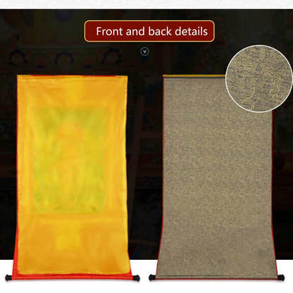 Yellow Jambhala,Dzambhala - Tibetan thangka painting, size reference