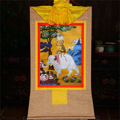 Four Harmonious Animal Brothers - Tibetan thangka painting, view 8