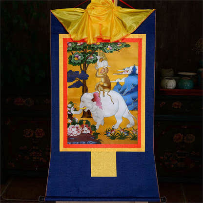 Four Harmonious Animal Brothers - Tibetan thangka painting, view 10