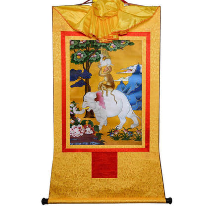 Four Harmonious Animal Brothers - Tibetan thangka painting, view 14