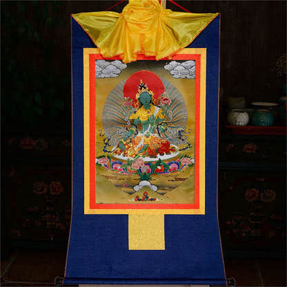 Green Tara - Tibetan thangka painting, view 11