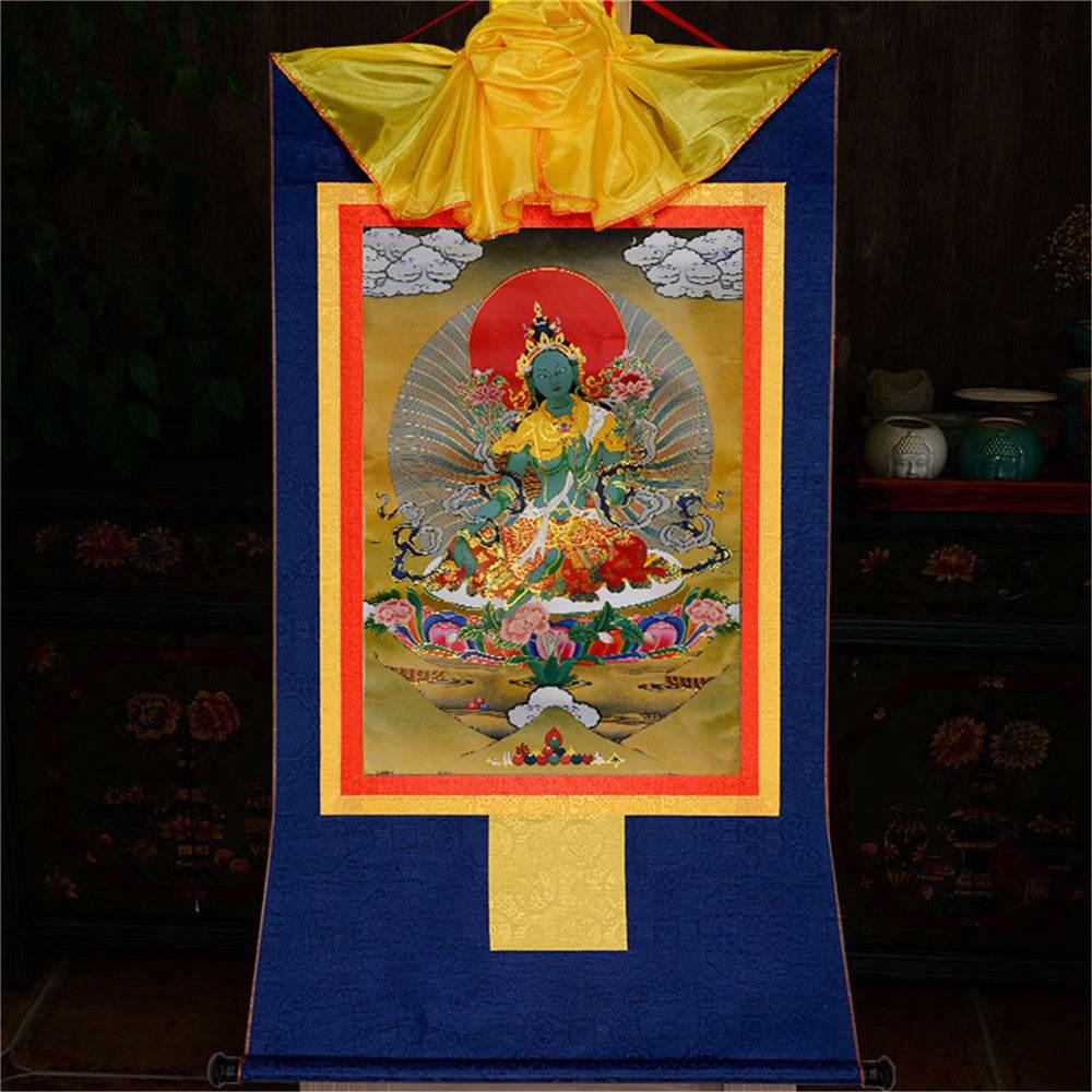 Green Tara - Tibetan thangka painting, view 11