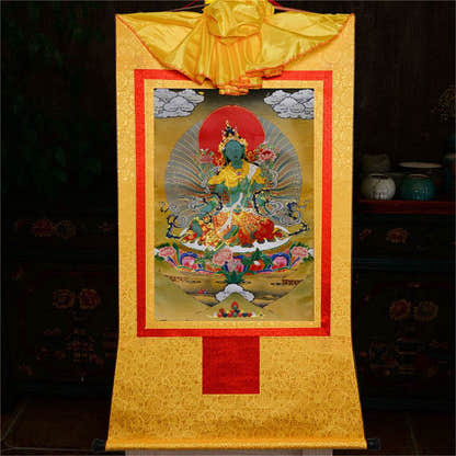 Green Tara - Tibetan thangka painting, view 16