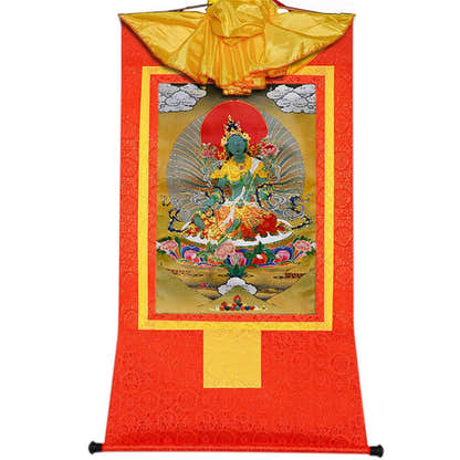 Green Tara - Tibetan thangka painting, view 17