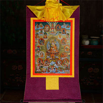 Guru Rinpoche and Deitiesof Nyingma School - Tibetan thangka painting, view 12
