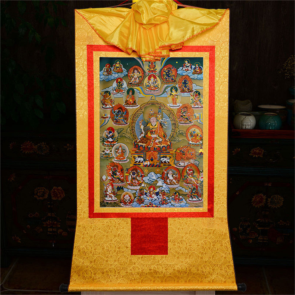 Gandhanra-Tibetan-Thangka-Art-GuruRinpoche-Padmasambhava-and-Deities-of-Nyingma-School