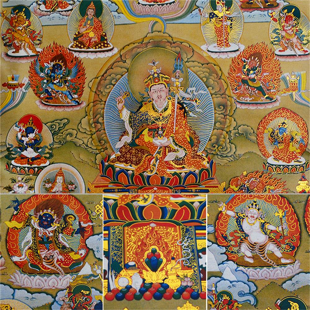 Guru Rinpoche and Deitiesof Nyingma School - Tibetan thangka painting, view 13