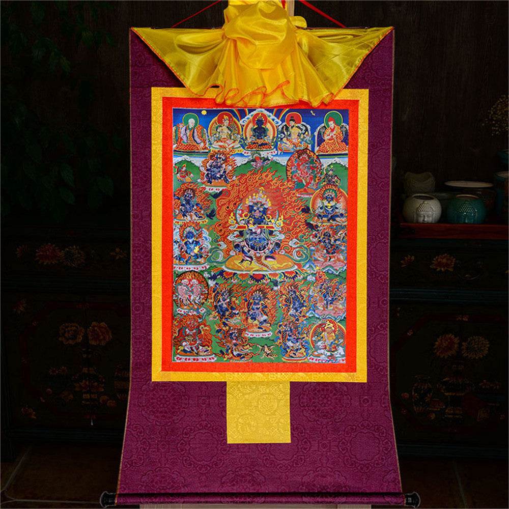ནག་པོ་ཆེན་པོ། Mahakala - Tibetan thangka painting, view 12