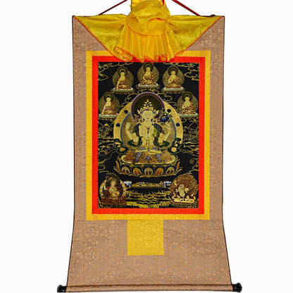 Chenrezig in Black Type - Tibetan thangka painting, view 8