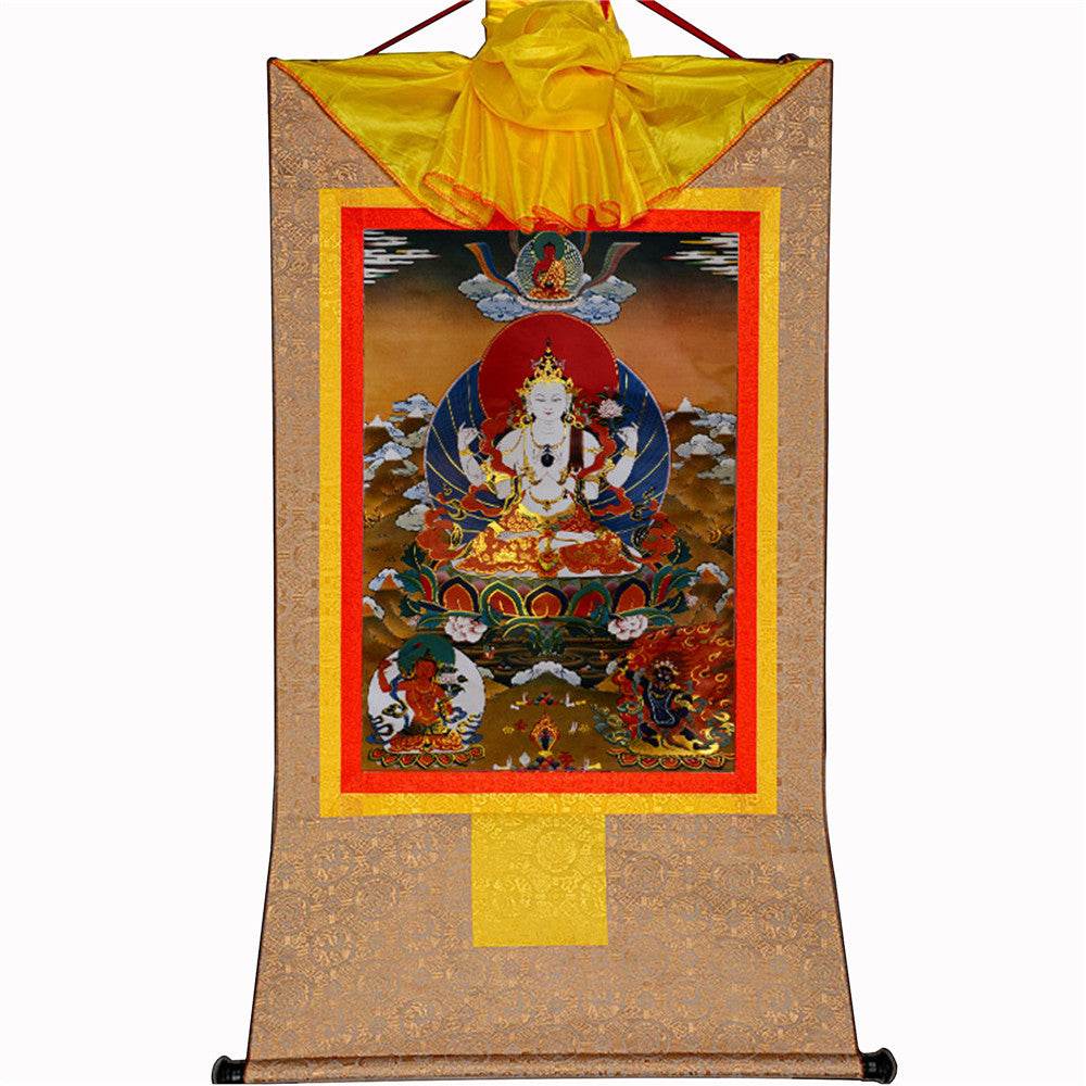 Chenrezig - Tibetan thangka painting, view 8