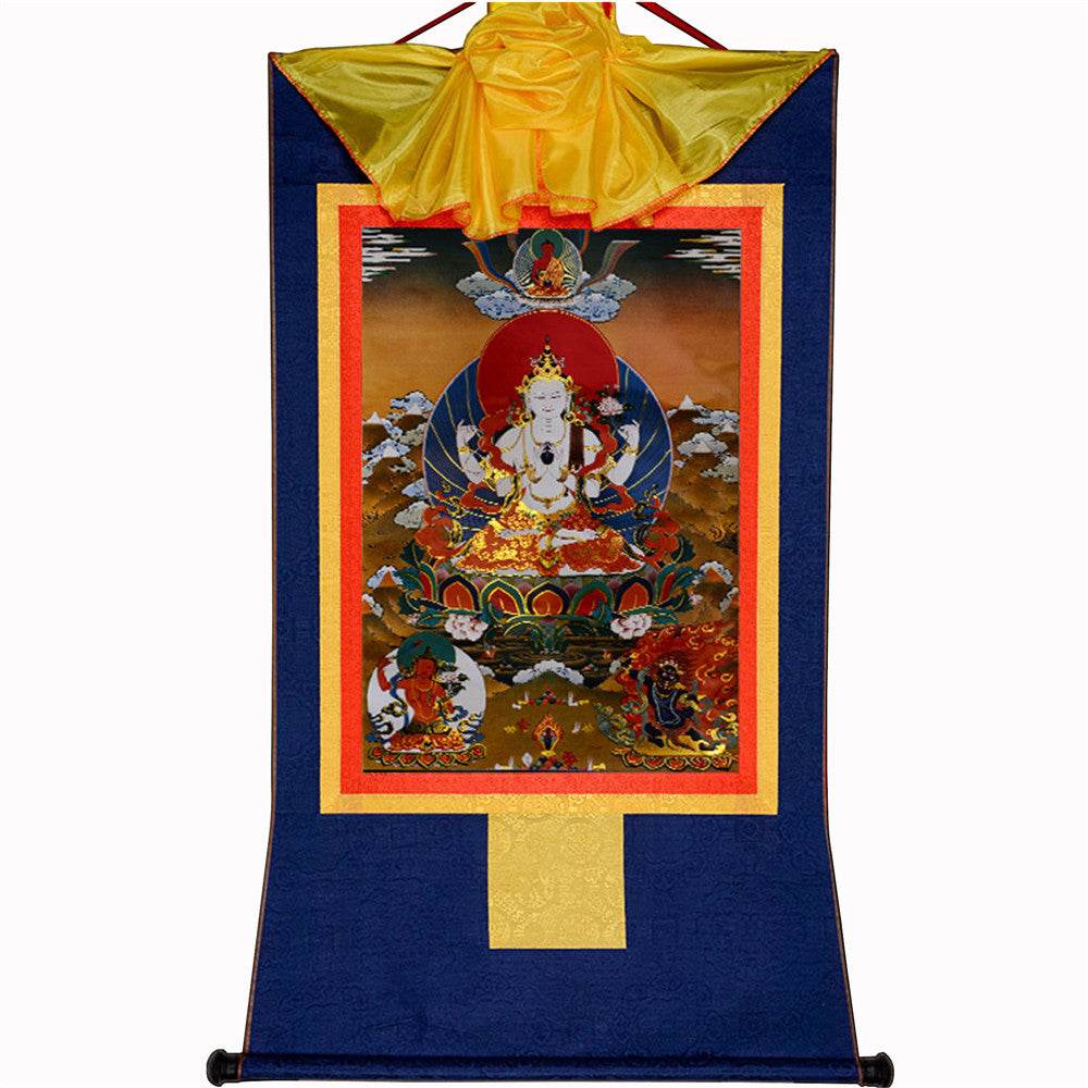 Chenrezig - Tibetan thangka painting, view 10