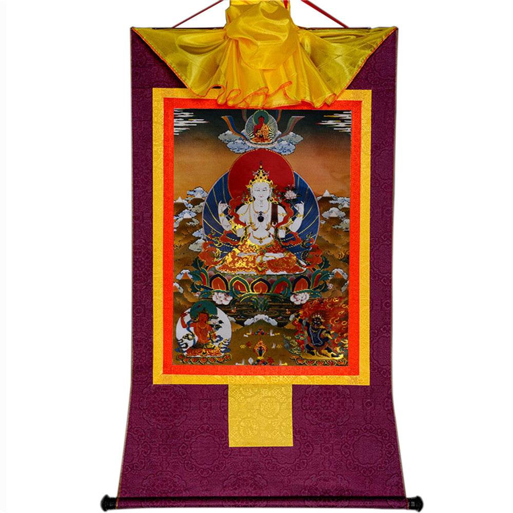 Chenrezig - Tibetan thangka painting, view 12