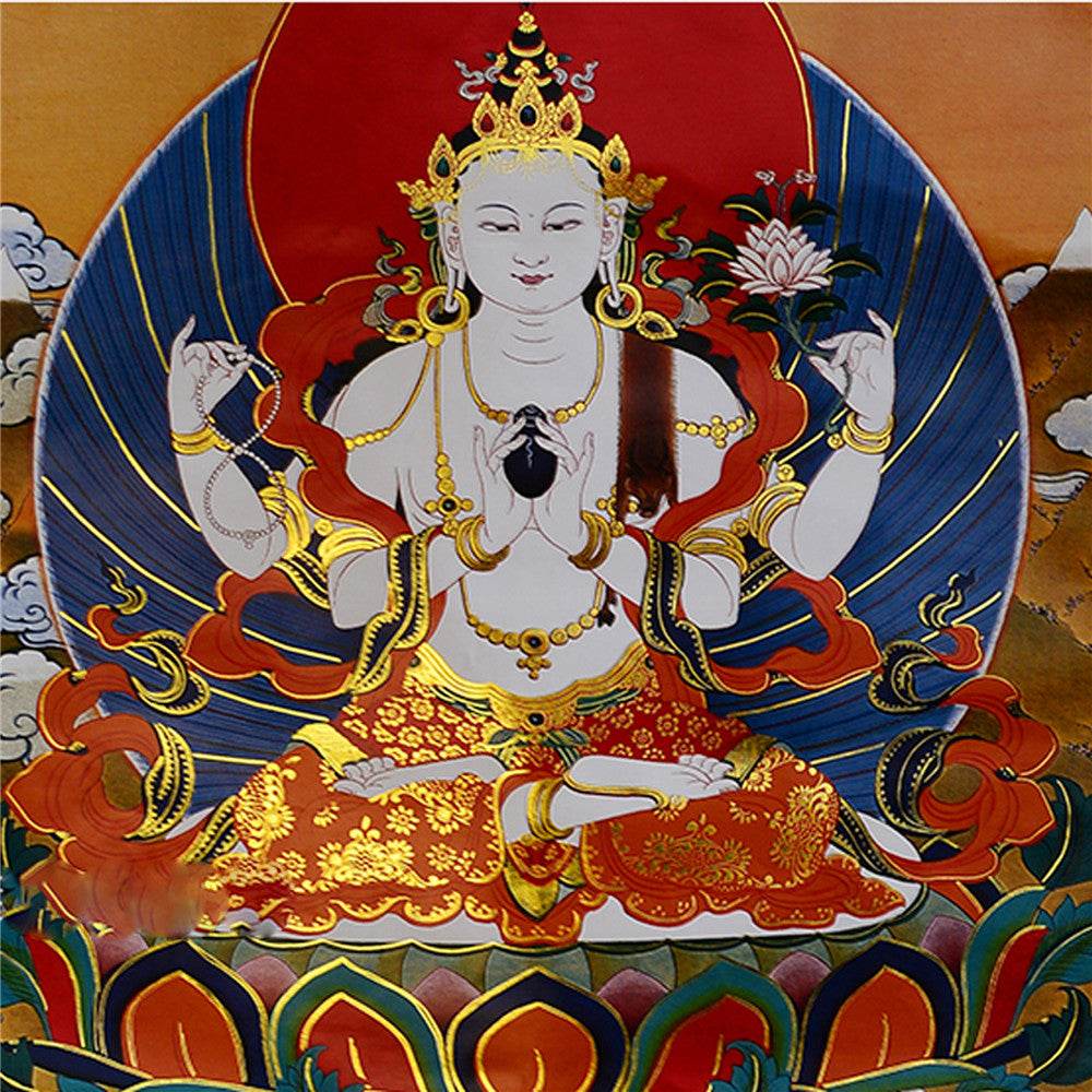 Chenrezig - Tibetan thangka painting, view 18