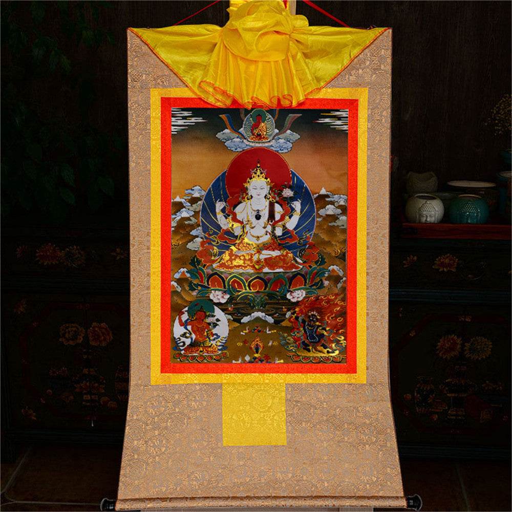 Chenrezig - Tibetan thangka painting, view 9
