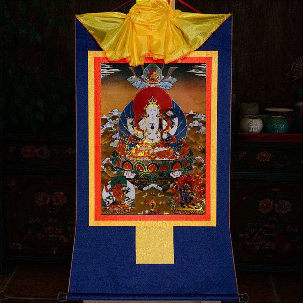 Chenrezig - Tibetan thangka painting, view 11