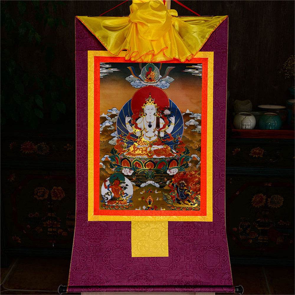 Chenrezig - Tibetan thangka painting, view 13