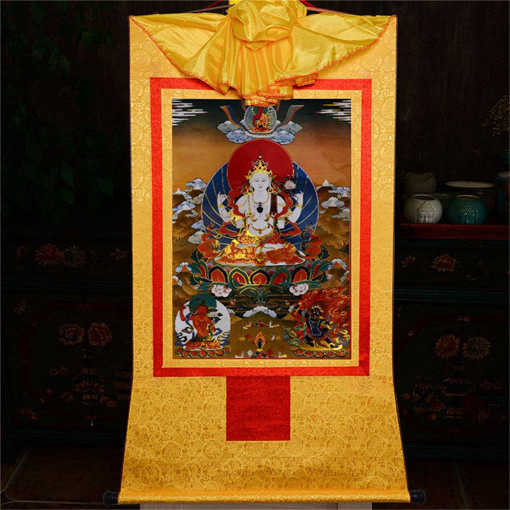 Chenrezig - Tibetan thangka painting, view 15