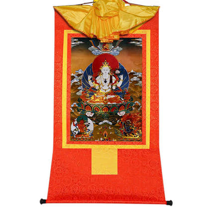 Chenrezig - Tibetan thangka painting, view 16