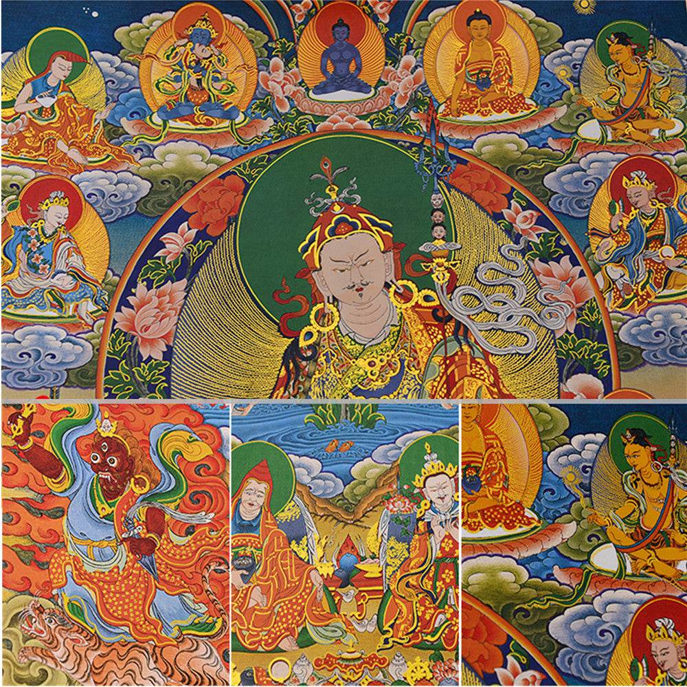 Eight Manifestations of Guru Rinpoche - Tibetan thangka painting, view 13