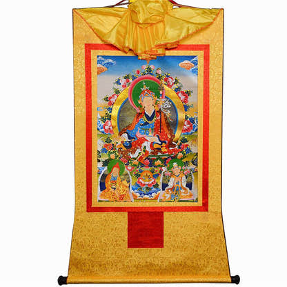 Padmasambhava,Guru Rinpoche,Lotus Born - Tibetan thangka painting, view 15