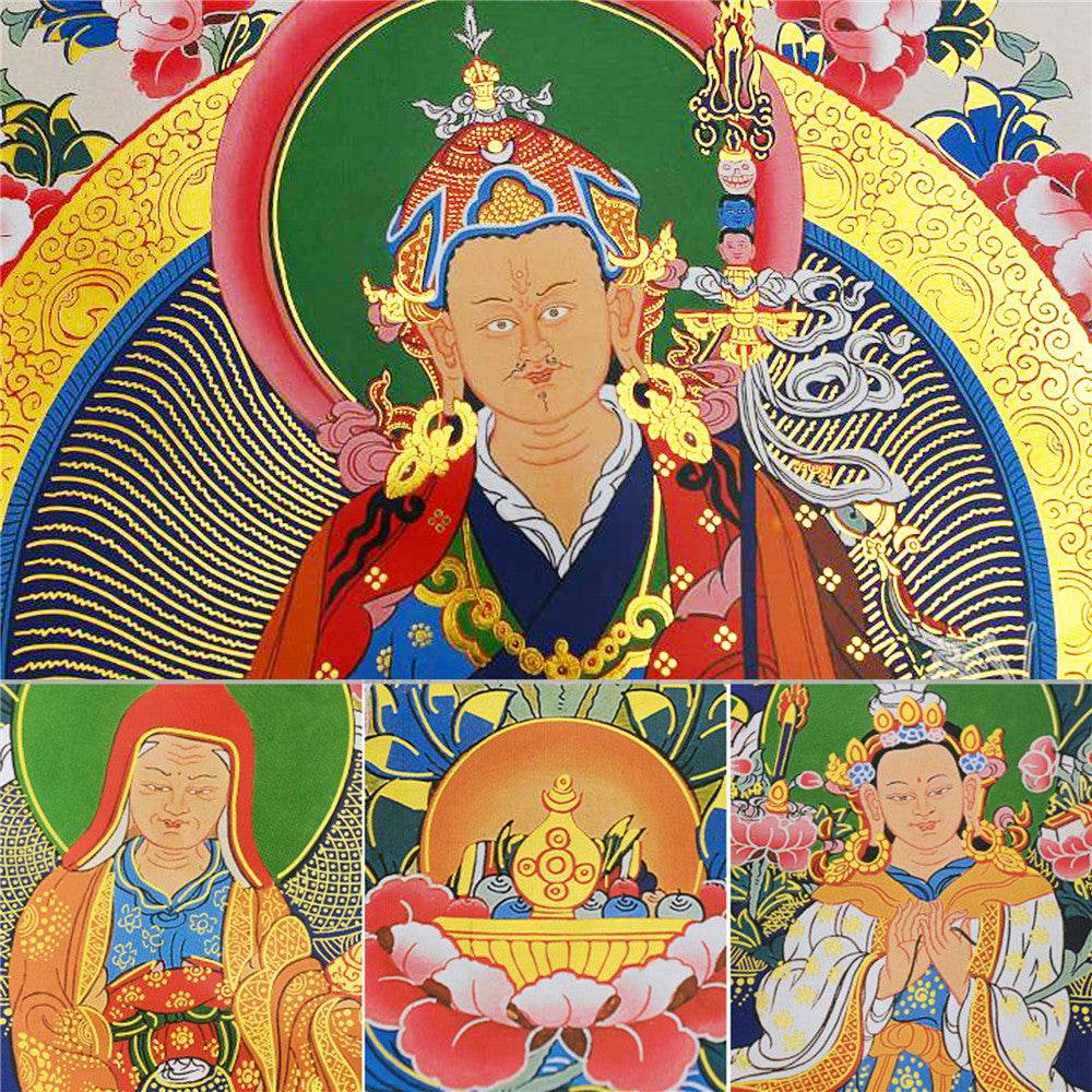 Padmasambhava,Guru Rinpoche,Lotus Born - Tibetan thangka painting, view 14