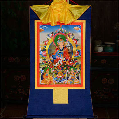 Padmasambhava,Guru Rinpoche,Lotus Born - Tibetan thangka painting, view 11
