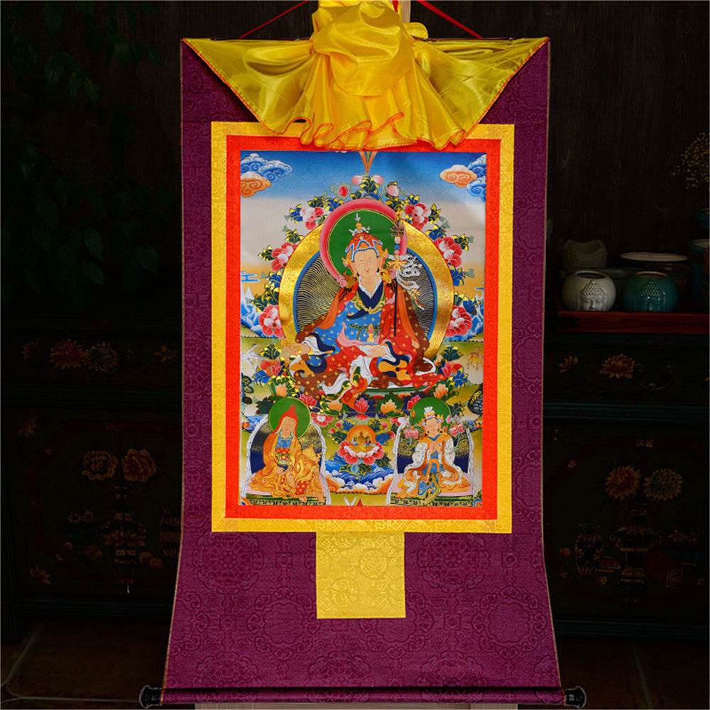 Padmasambhava,Guru Rinpoche,Lotus Born - Tibetan thangka painting, view 13