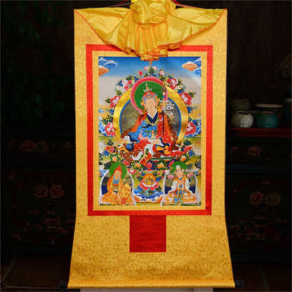 Padmasambhava,Guru Rinpoche,Lotus Born - Tibetan thangka painting, view 16