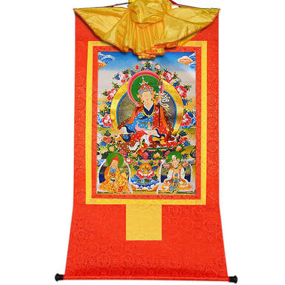 Padmasambhava,Guru Rinpoche,Lotus Born - Tibetan thangka painting, view 17