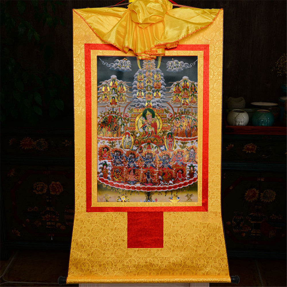 Gandhanra Thangka Art - Padmasambhava on the Refuge Tree,Guru Rinpoche,Lotus Born