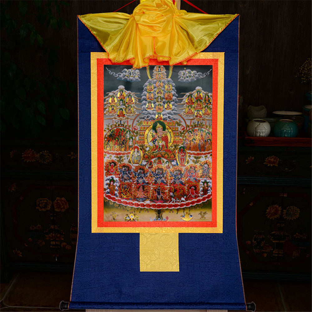Gandhanra Thangka Art - Padmasambhava on the Refuge Tree,Guru Rinpoche,Lotus Born