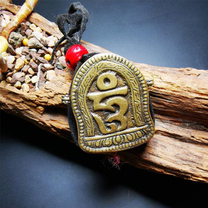 Gau Ghau Shrine, Tibetan Letter Hum,Mini Buddhist Altar Amulet Pendant