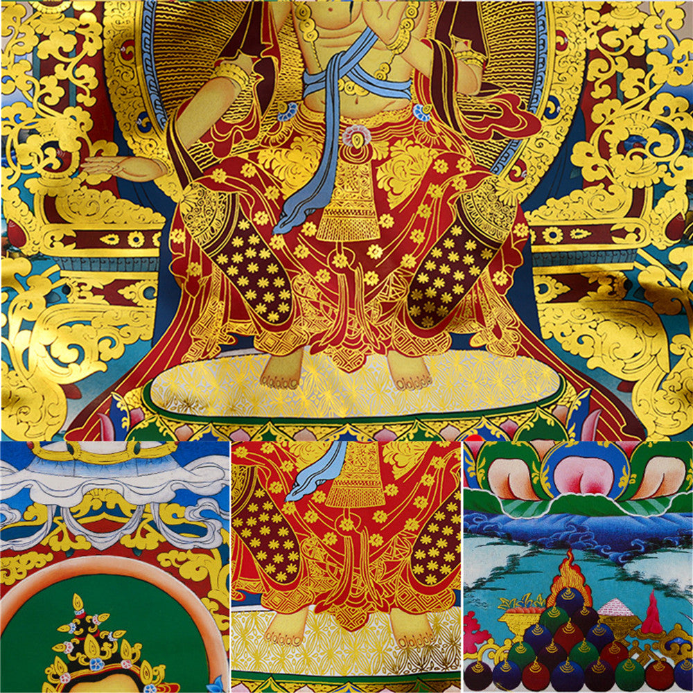 Maitreya Thangka Brocade, Ajita, A Future Buddha of This World, Tibetan Buddhist Tapestry Wall Hanging,Gandhanra Thangka Art