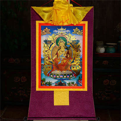 Maitreya Ajita - A Future Buddha of This World - Tibetan thangka painting, view 12