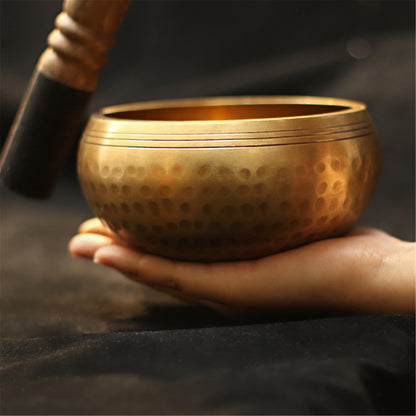 Gandhanra Hand-Forged High Vibrational Singing Bowl with Cross Vajra Symbol Handmade in Nepal