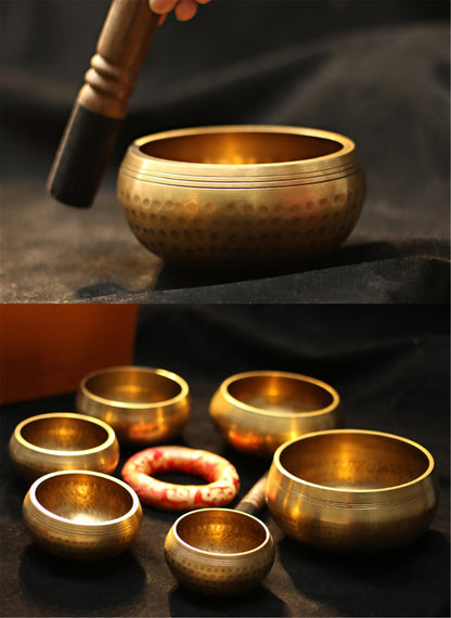 Gandhanra Hand-Forged High Vibrational Singing Bowl with Cross Vajra Symbol Handmade in Nepal