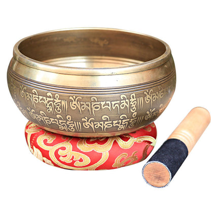 Gandhanra Tibetan Singing Bowl Set 4.2”- 6.5”,Engraved with Buddha Mantra/Statue