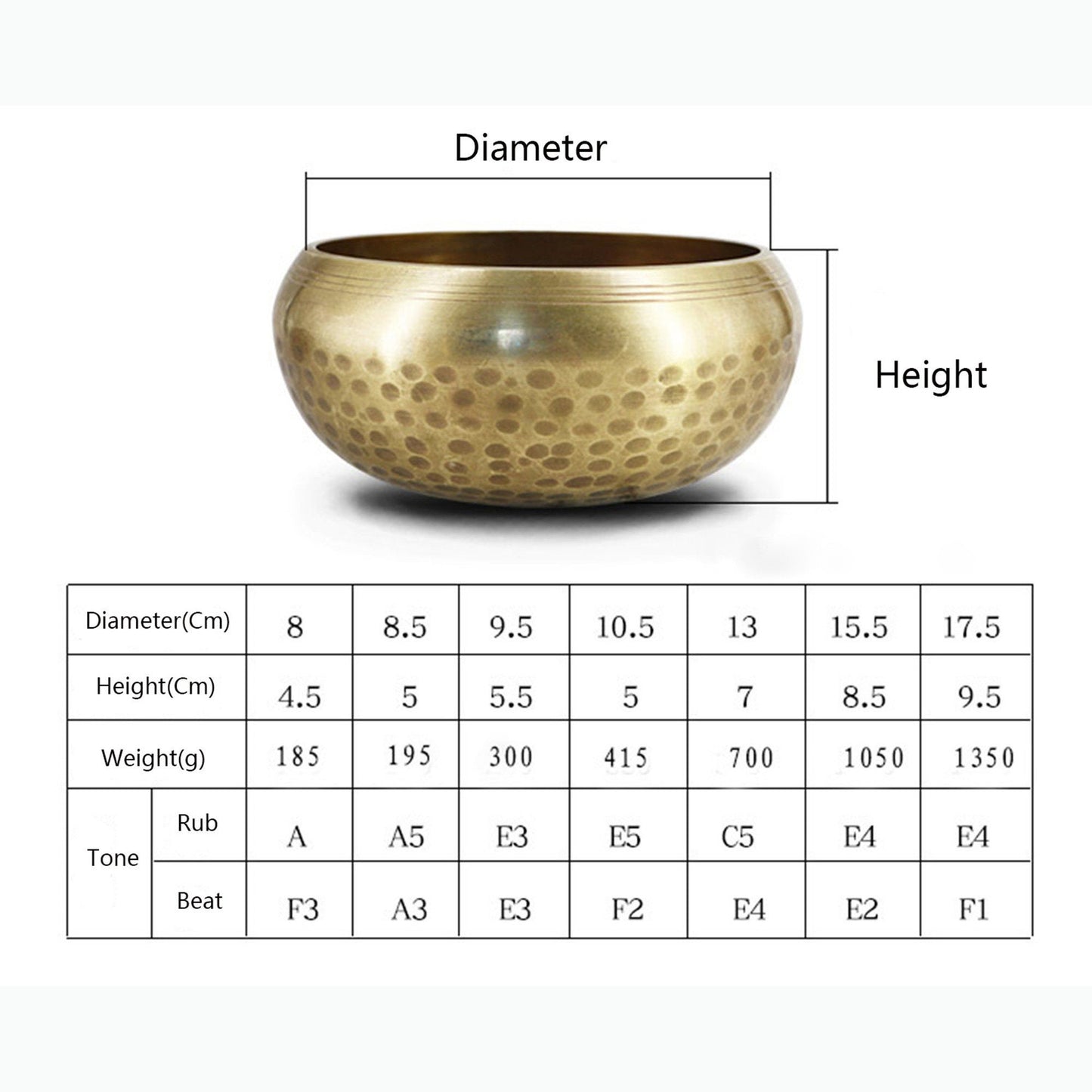 Gandhanra 3.2"-7.9" Handcrafted Tibetan Full Moon Singing Bowl