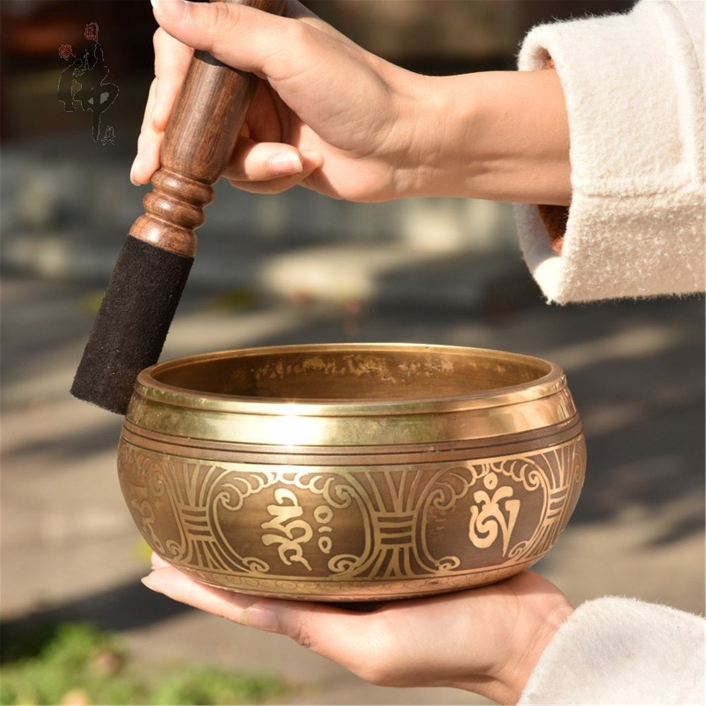 Gandhanra 4.2”- 6.5” Tibetan Singing Bowl,Engraved with Buddhism Mantra Cross Vajra