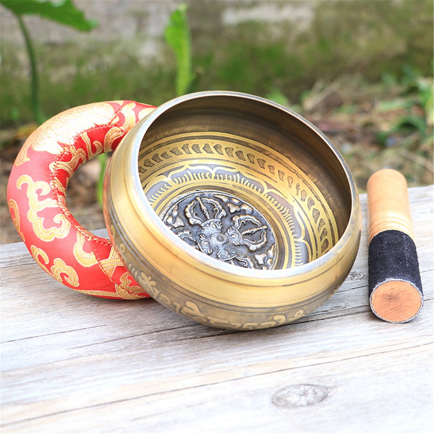 Gandhanra 4.2”- 6.5” Tibetan Singing Bowl,Engraved with Buddhism Mantra Cross Vajra