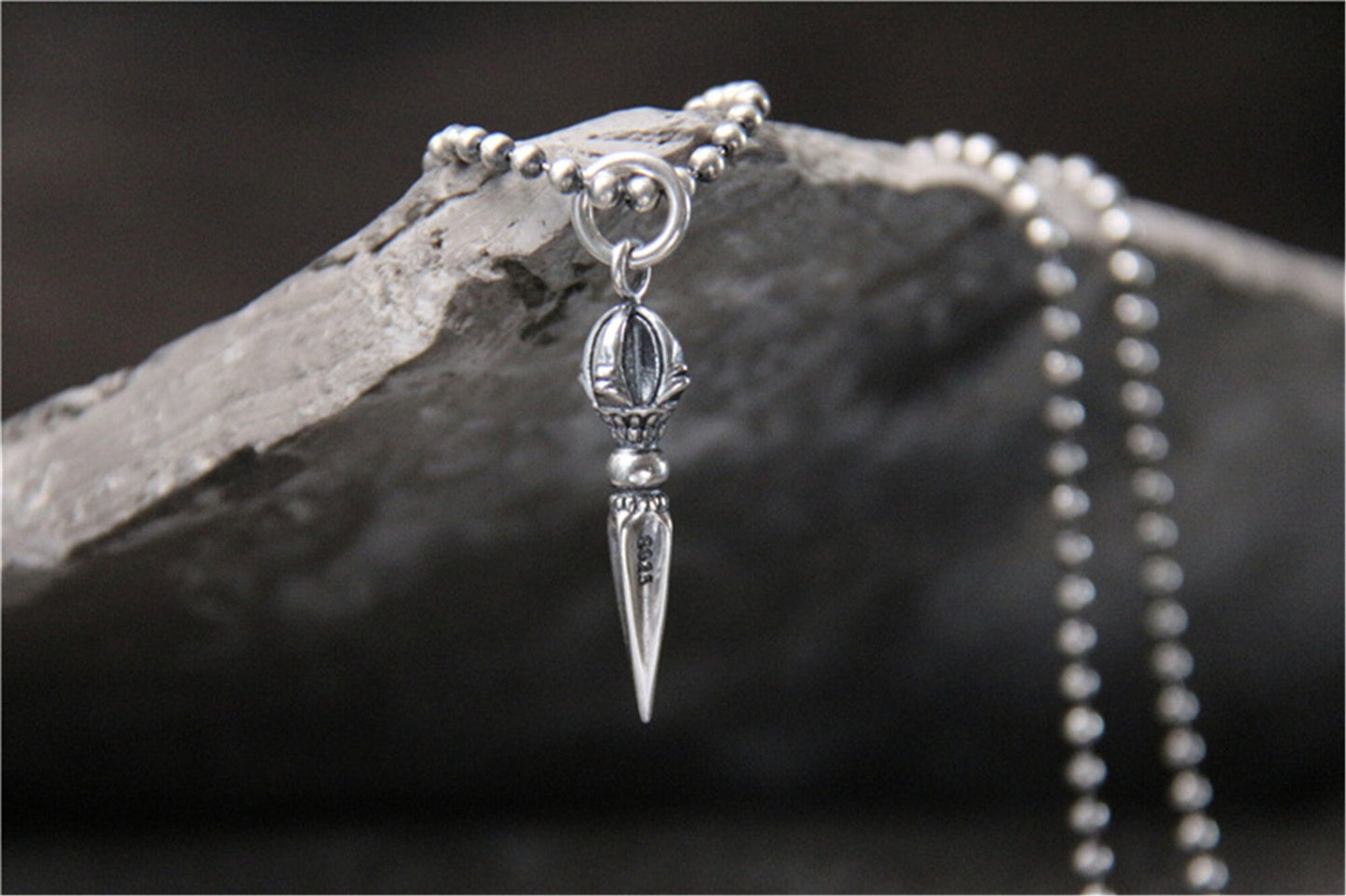 Gandhanra Handmade Phurba Dagger Amulet,Kila Pendant, Sterling Silver Tibetan Jewelry