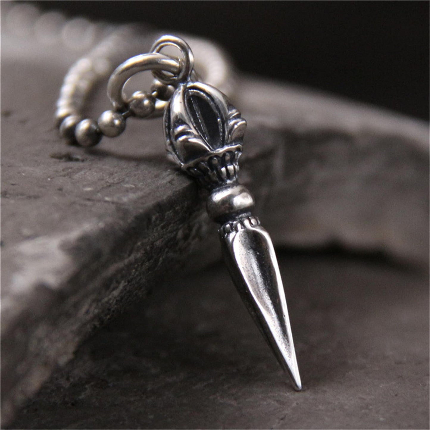 Gandhanra Handmade Phurba Dagger Amulet,Kila Pendant, Sterling Silver Tibetan Jewelry