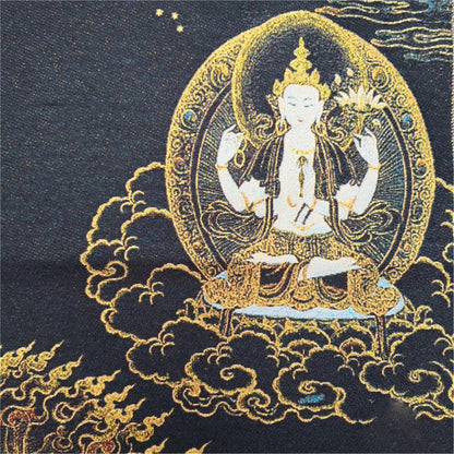 Gandhanra  36" Tibetan Tangka Portrait, Brocade Painting, Silk Embroidery, Yamantaka,Vajrabhairava,Patron saint for Hanging or Framing