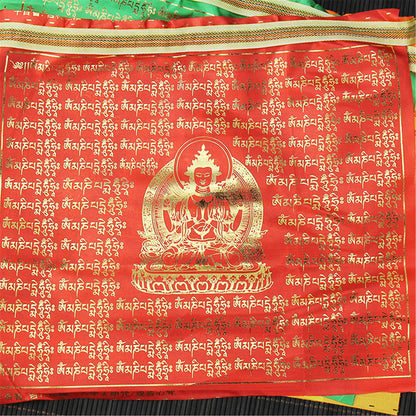 Gandhanra Tibetan Prayer Flags outdoor,17.5 Ft total 21 Flags,Golden Font Printing,Lungta Flag, WindHorse Flag,Meditatiaon Flag