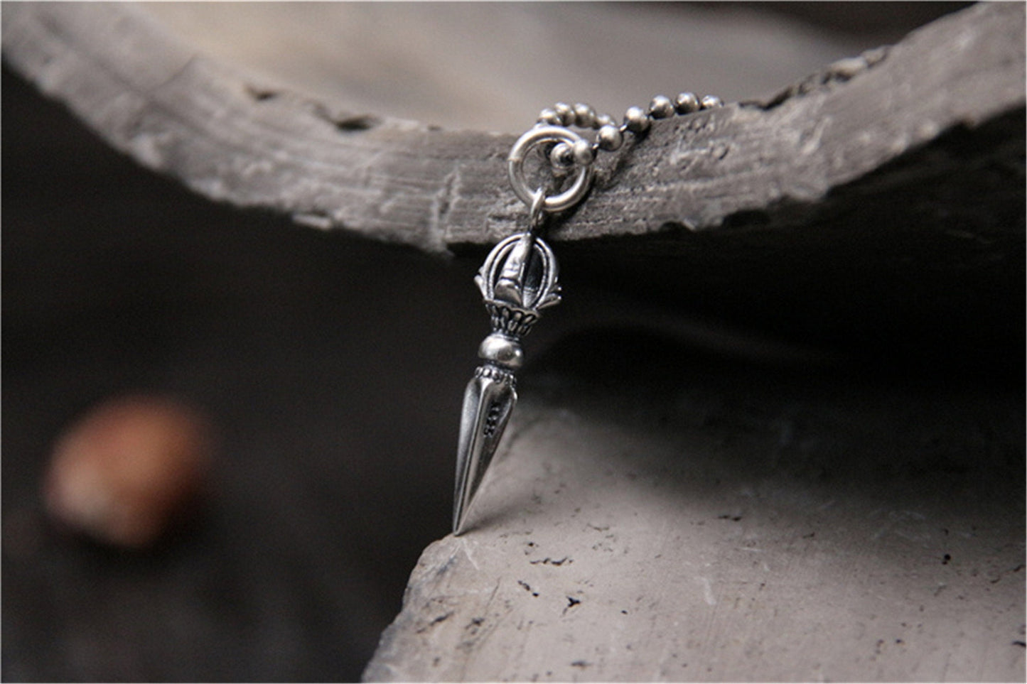 Gandhanra Handmade Phurba Dagger Amulet,Kila Pendant, Sterling Silver Tibetan Jewelry