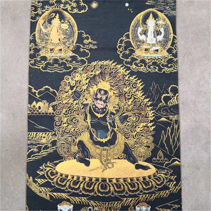 Gandhanra  36" Tibetan Tangka Portrait, Brocade Painting, Silk Embroidery, Yamantaka,Vajrabhairava,Patron saint for Hanging or Framing