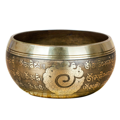 Gandhanra Classical Handcrafted Tibetan Singing Bowl with Beautiful Could & Mantra Symbol