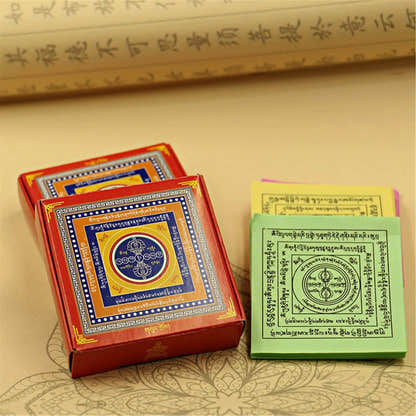 Wind Horse Lungta Mani Prayer Papers - Tibetan Buddhist art, close-up detail